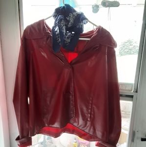 Red pleather jacket scarf  included
